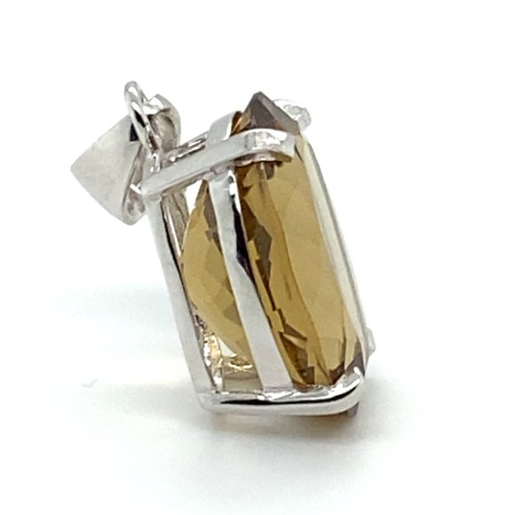 Smoky Quartz 11.34ct Rhodium Finish Solid 925 Sterling Silver Pendant - Picture 3 of 6